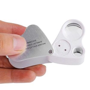 Lupa Metalica 30x 22mm 60x 12mm Con Luz Led Geologo Joyero