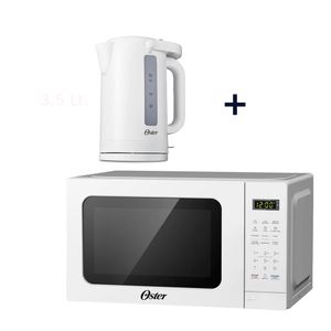 Combo Oster: Horno microondas POGME2701 700w, 20 litros, 6 programas + Hervidor BVSTKT35W 2200w, 2.5 litros