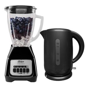 Combo Oster: Licuadora BLSTKAG-BPB 550w, 1.5 litros, 2 velocidades + pulsador + Hervidor BVSTKT3101 1850w, 1.7 litros