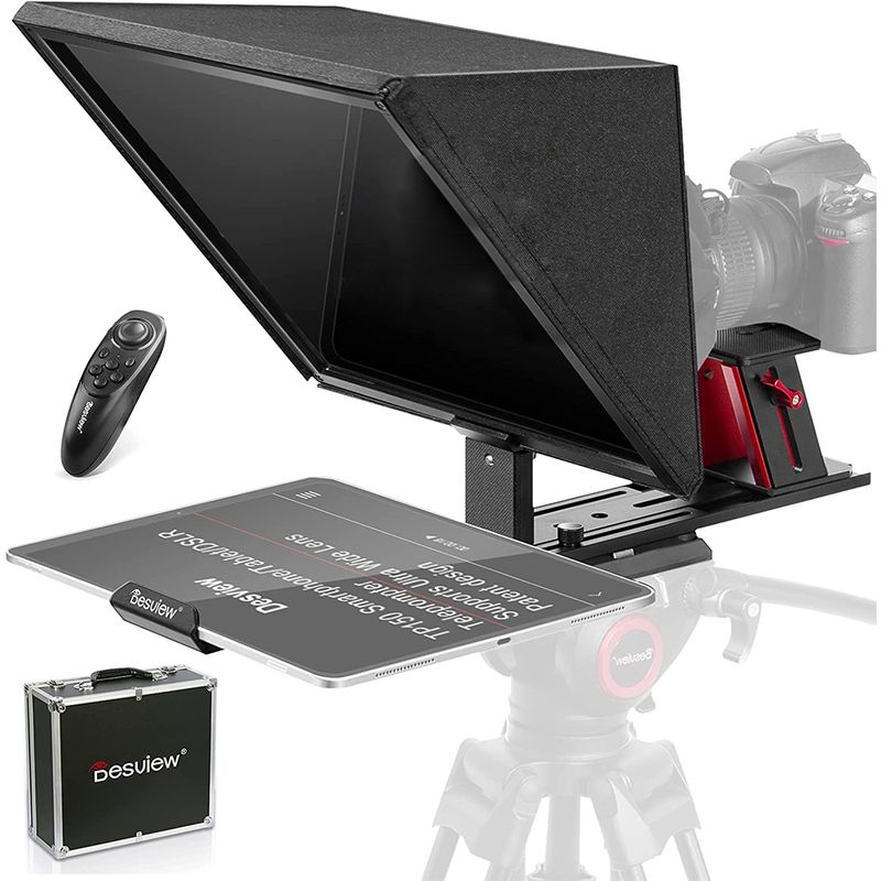 Teleprompter 15 pulgadas aluminio con vidrio HD vista frontal