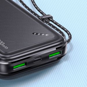 Batería externo Usams USCD168 20000 mAh, QC3.0 + PD, 22.5W, con cinta, negro
