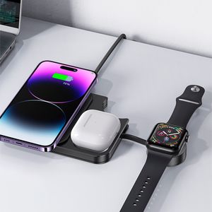 Cargador Inalámbrico 3en1 para Celular, Earpods y Smartwatch 15W Negro