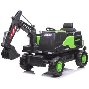 Vehículo para niños carro a batería excavadora volvo 24 vlt y pantalla mp4 verde
