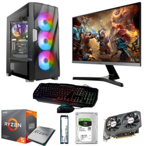 PC Gamer AMD Ryzen 5-5TH + Ram 16GB + Disco 1TB + SSD 480GB + Video RX 550 4GB + Monitor 24”
