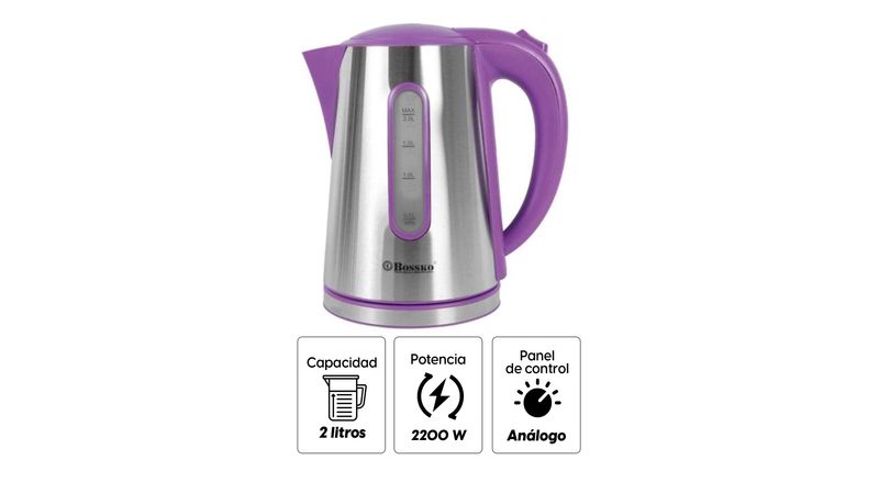 Hervidor Bossko BK 208H 2200w 2 litros morado