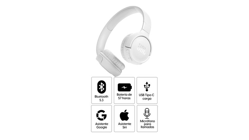 AURICULAR JBL T510 BT VINCHA BLANCO