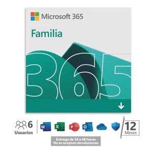 Microsoft Office 365 Familia, 6 usuarios, 1 año