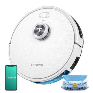 Aspirador Tesvor Robot S7 Pro, 5200mAh, duración 180 minutos, compatible Alexa y Google Home, blanco