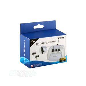 Accesorios para mando Dobe 8 en 1, case silicona + Cable de carga + Audífonos + Extensores de gatillos + Soporte