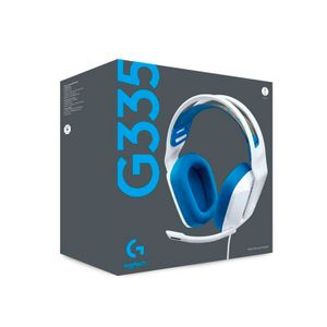 Audífonos gamer alámbrico Logitech G335 con micrófono, conexión jack 3.5, 36 ohms, sensibilidad: 87.5 dB, PC y consolas, blanco