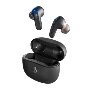 Audífonos bluetooth True Wireless Skullcandy Rail resistente al agua IP55, 42 horas con estuche de carga, control de música y llamadas, negro