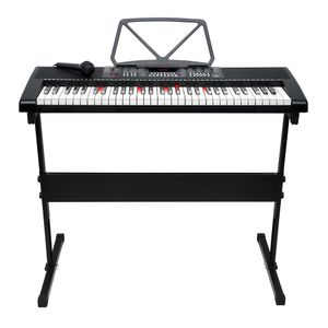 Órgano electrónico portable Decibel KL-97 pantalla led, 61 teclas, 255 timbres, incluye soporte y micrófono, negro