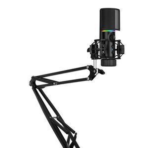 Micrófono Streamplify MIC Arm, cardioide, cable máx. 180cm, luces RGB, negro + Brazo de montaje