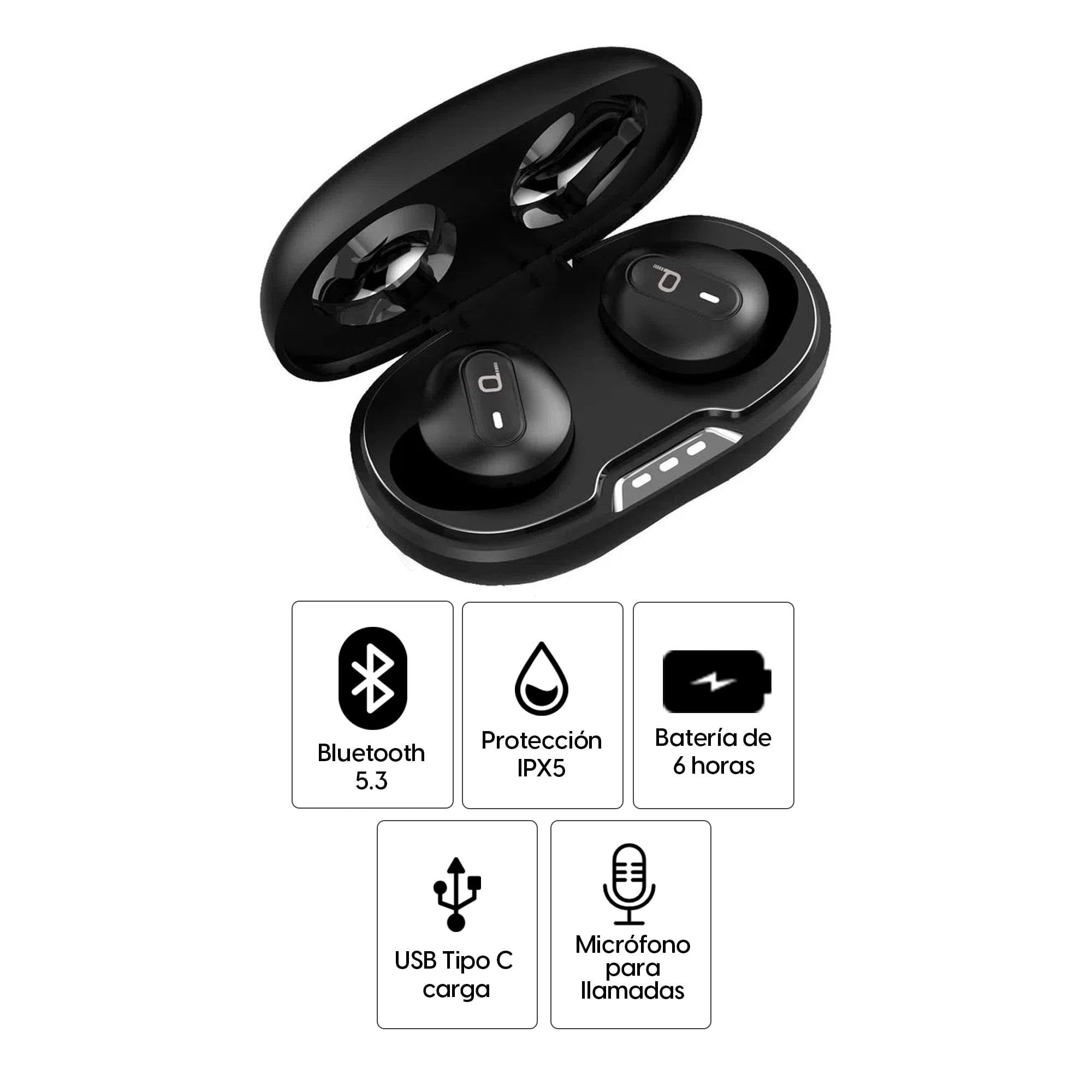 Audífonos bluetooth True Wireless Decibel Elite Pods 2 resistente al agua  IPX4, duración máx. 6 horas, controles táctil, estuche de aluminio, gris -  Coolbox