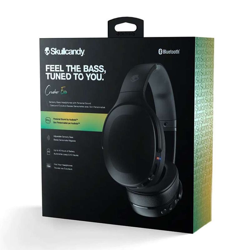 Skullcandy Crusher Evo bluetooth on ear 40h negro, empaque