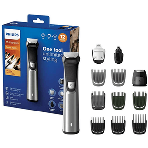 Kit recortador de barba, cuerpo y cabello Philips MG7735 cuchillas de acero inoxidable, 12 piezas