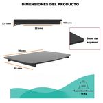 Repisa EXPO RACK ERVT-1 de vidrio templado negro dimensiones