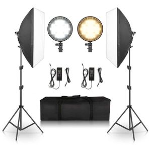 Kit iluminación Weifeng LED 2 Softbox 50x70cm, 2 luces 45W, 2 parantes 2m, temperatura 2700K-5500K