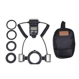 Flash macro Yongnuo YN24EX, E-TTL, doble cabezal, 5600K, 3s reciclaje, luz LED enfoque, compatible Canon, negro