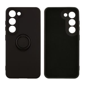 Case para Samsung Galaxy S23 con anillo de soporte, amortiguador de choques, protección de cámaras,negro