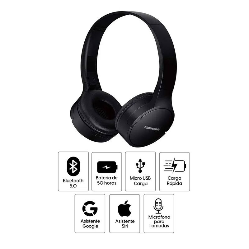 Reacondicionado Panasonic HF420 bluetooth on ear 50h negro, especificaciones