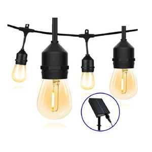 Guirnalda de luces, 20 focos Vintage, energía solar, dorado, 2w, 10 metros