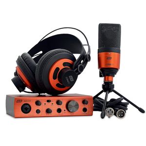 Kit de grabación: interfaz de audio ESI U22 XT CosMik + micrófono de condensador cosMik 10 + audífonos de estudio eXtra 10, rojo