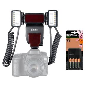 Twin Flash Macro Yongnuo YN24EX E-TTL y Pilas Recargables Duracell + Cargador