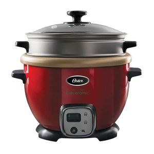Olla arrocera multiusos Oster CKSTRC7129R, 900 W, 10 tazas, Bioceramic, rojo