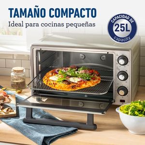 Horno eléctrico con freidora de aire Oster TSSTTVLS25, 1500 w, 25 litros, temperatura máx 230°c, gris