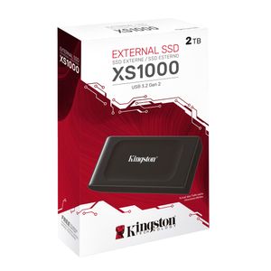 SSD externo Kingston XS1000 2TB, USB 3.2,  Gen2, Velocidad de lectura hasta 1.050 MB/s, compatible iOS, Android y consolas de videojuegos, negro