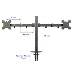Rack Monitor 13"-32" EXPO RACK, MD1327, Soporte de Escritorio para  2 Monitores Móvil de 3 giros, Negro