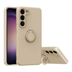 Case para Samsung Galaxy S23 con anillo de soporte, amortiguador de choques, protección de cámaras, crema