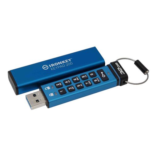 Memoria USB Kingston IronKey Keypad 200 32GB de capacidad, interfaz 3.2, encriptada