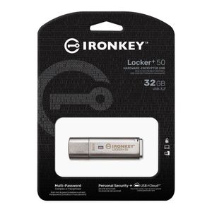 Memoria USB Kingston IronKey Locker+50 32GB de capacidad, interfaz 3.2, encriptada