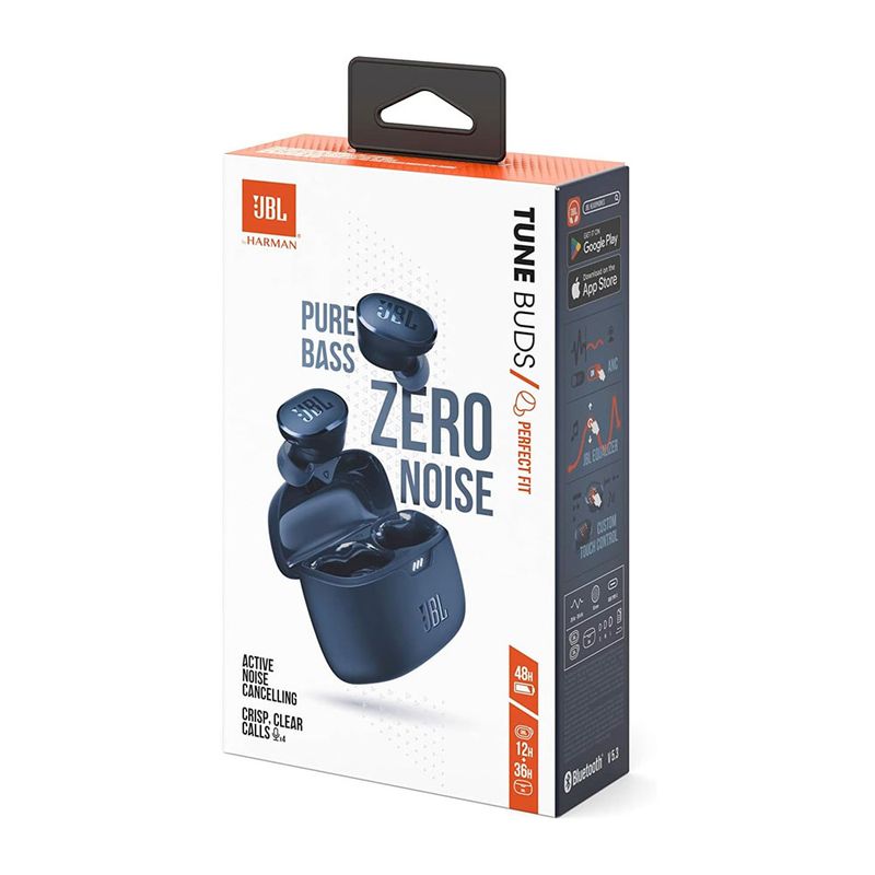 Audífonos JBL Tune Buds true wireless ANC IP54 azul, empaque