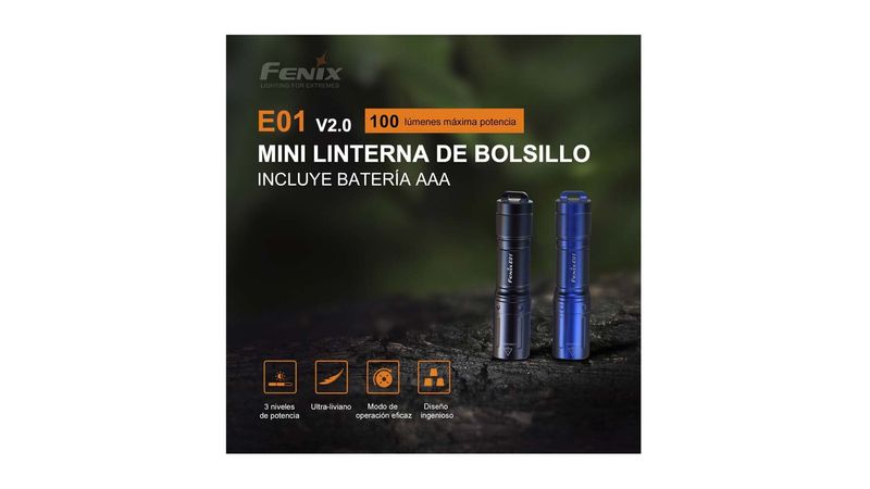 Linterna LED de bolsillo E01-V2 100Lm - Fenix - 4nomads Perú