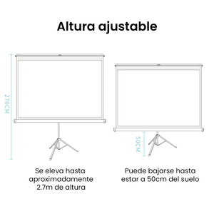 Ecran Pantalla para Proyector 84″ con Trípode, Blanco Mate