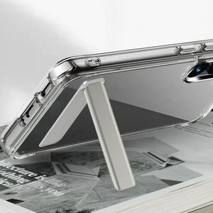 Case para Samsung S23 rígido con soporte plomo, amortiguador de choques, transparente