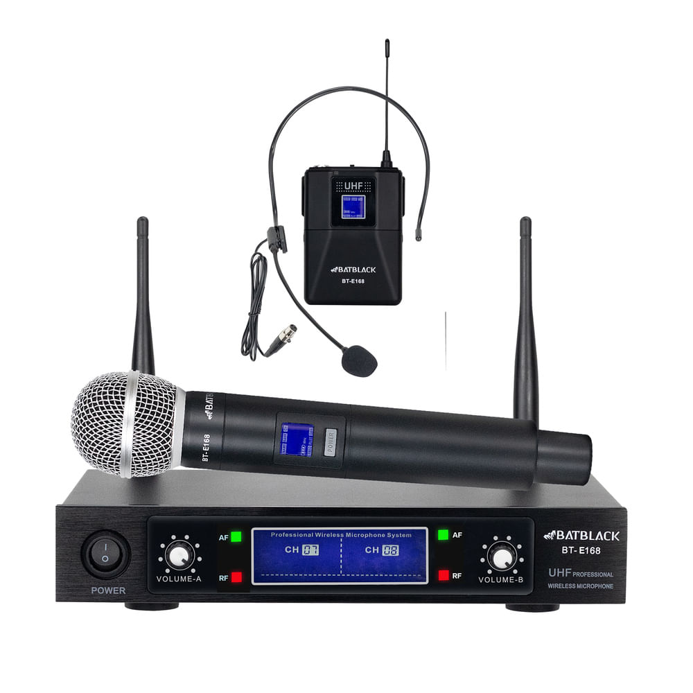 Micrófono inalámbrico frecuencia UHF, receptor Base, x2 UN (Convencional +  bodypack) - Coolbox