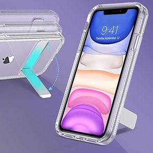 Case para iPhone 11 con soporte blanco, a prueba de golpes, transparente