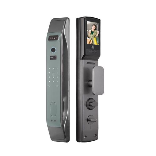 Cerradura automatica Homekit FC3D, reconocimiento facial, conexión wifi, gris