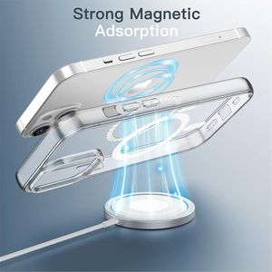 Case para iPhone 14 con MagSafe para carga inalámbrica, para accesorios magnéticos, TPU rígido, transparente