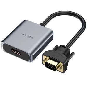 Adaptador VGA macho a HDMI Hembra, Full HD, convertidor con audio