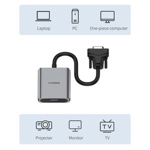 Adaptador VGA macho a HDMI Hembra, Full HD, convertidor con audio