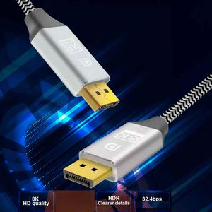 Cable DisplayPort 1.4 8K 60Hz - 4K 120Hz - 32.4Gbps 2m PC, laptop, monitor, TV, plateado