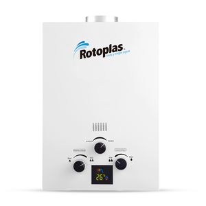 Terma a gas Flaming GN Rotoplas, flujo máximo 6 litros, encendido automático, blanco