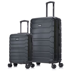 Set de maletas Inusa Trend, 51 y 71 cm, capacidad máx. 10 y 23kg, 4 ruedas dobles, cerradura de combinación, ABS, negro