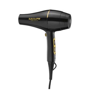 Secador de cabello BaBylissPRO Gold Black 2000W, 3 niveles de temperatura, 2 niveles de velocidad, negro