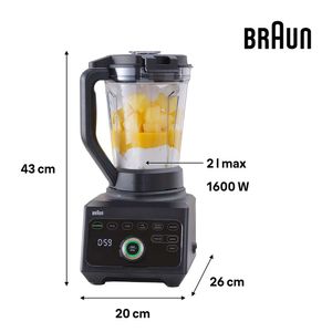 Licuadora Braun Powerblend 9 1600w, 10 velocidades, vaso de tritan de 2 litros, negro